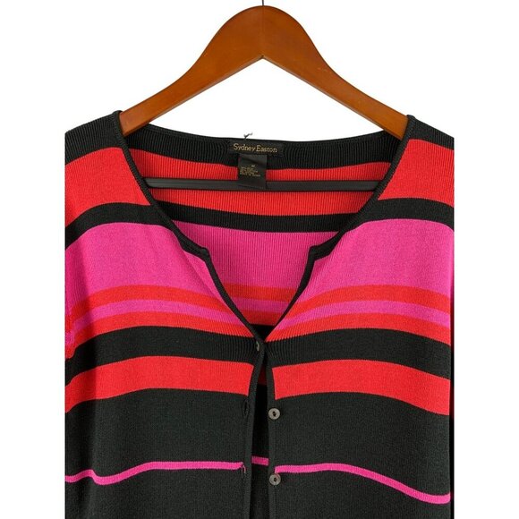Sydney Easton Womens Striped Cardigan Sweater M - Picture 3 of 4